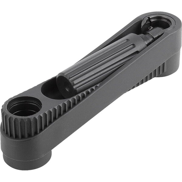 Crank Handle Size:2, Safety, Reamed Hole, D2=10, A=100, H=104, 2, Thermoplastic, Comp:Thermoplastic